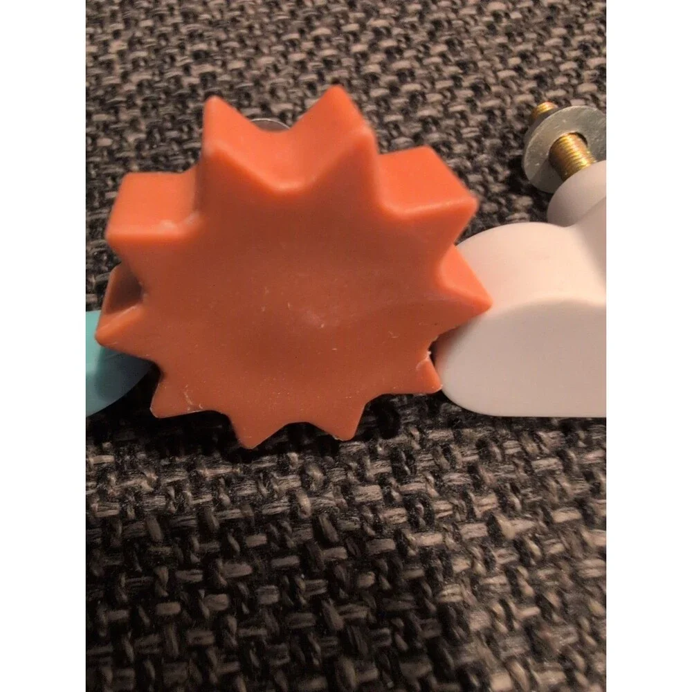 Set Of 7 Kids Room Decor Plastic Drawer Knobs , 3 Clouds, 2 Suns, 2 Moons